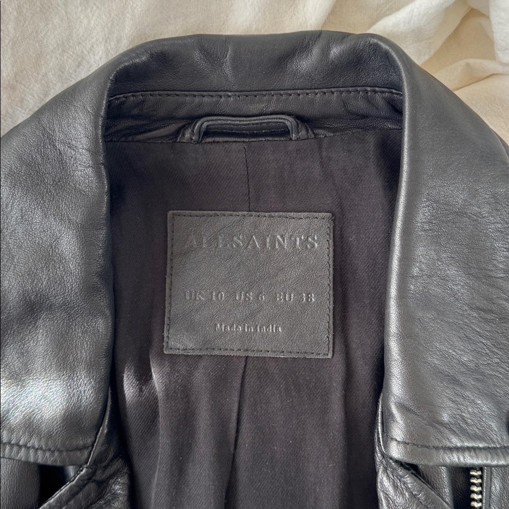 All Saints Black Leather Balfern Jacket - Picture 9 of 10